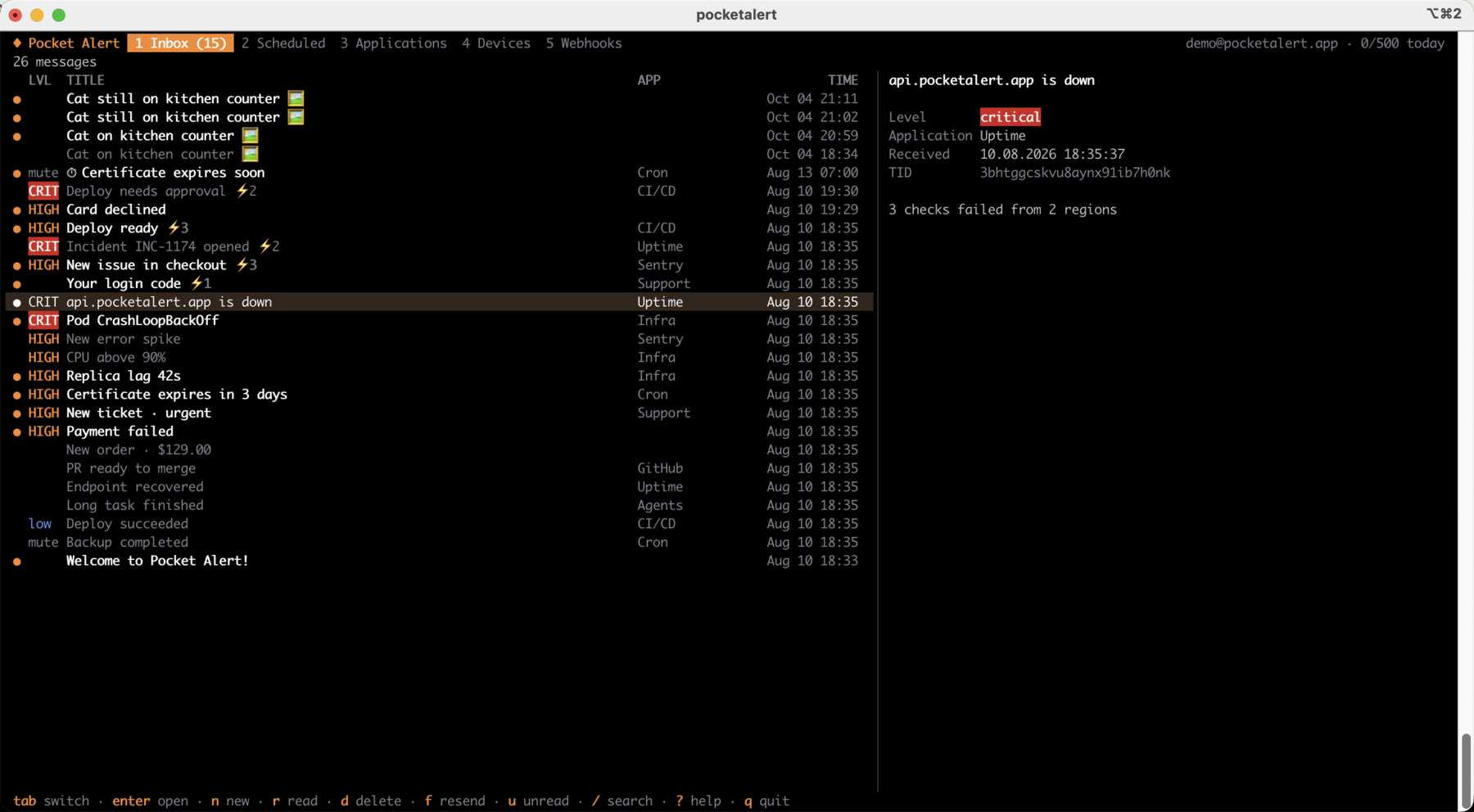 Inbox with the preview pane